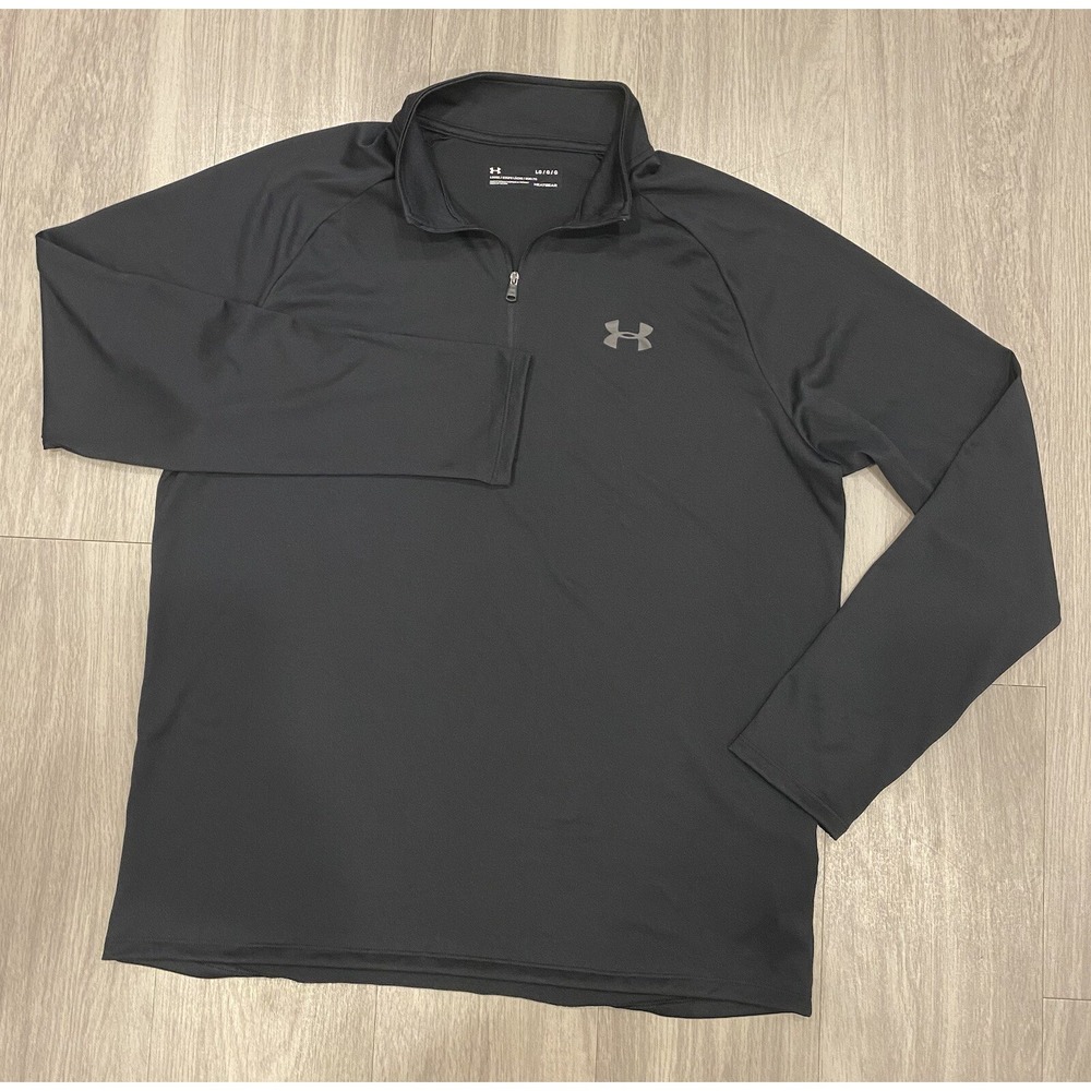 Under Armour 1/4 Zip Pullover Mens Large Black Heatgear Lightweight Performance